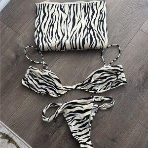 Triangl Swimwear Zebra Print Bikini - Black and White